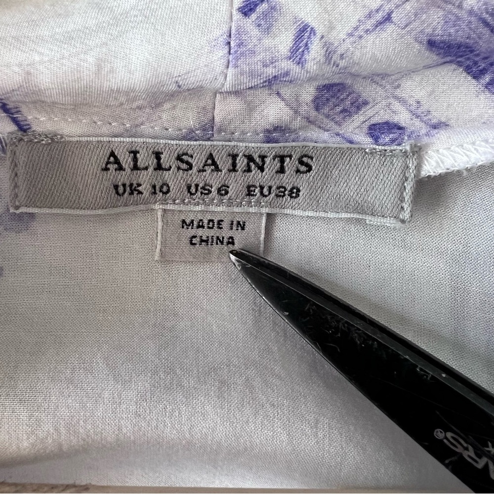 AllSaints Fay Tajpur Shirt Dress Blue and White Size 6 - Picture 8 of 12